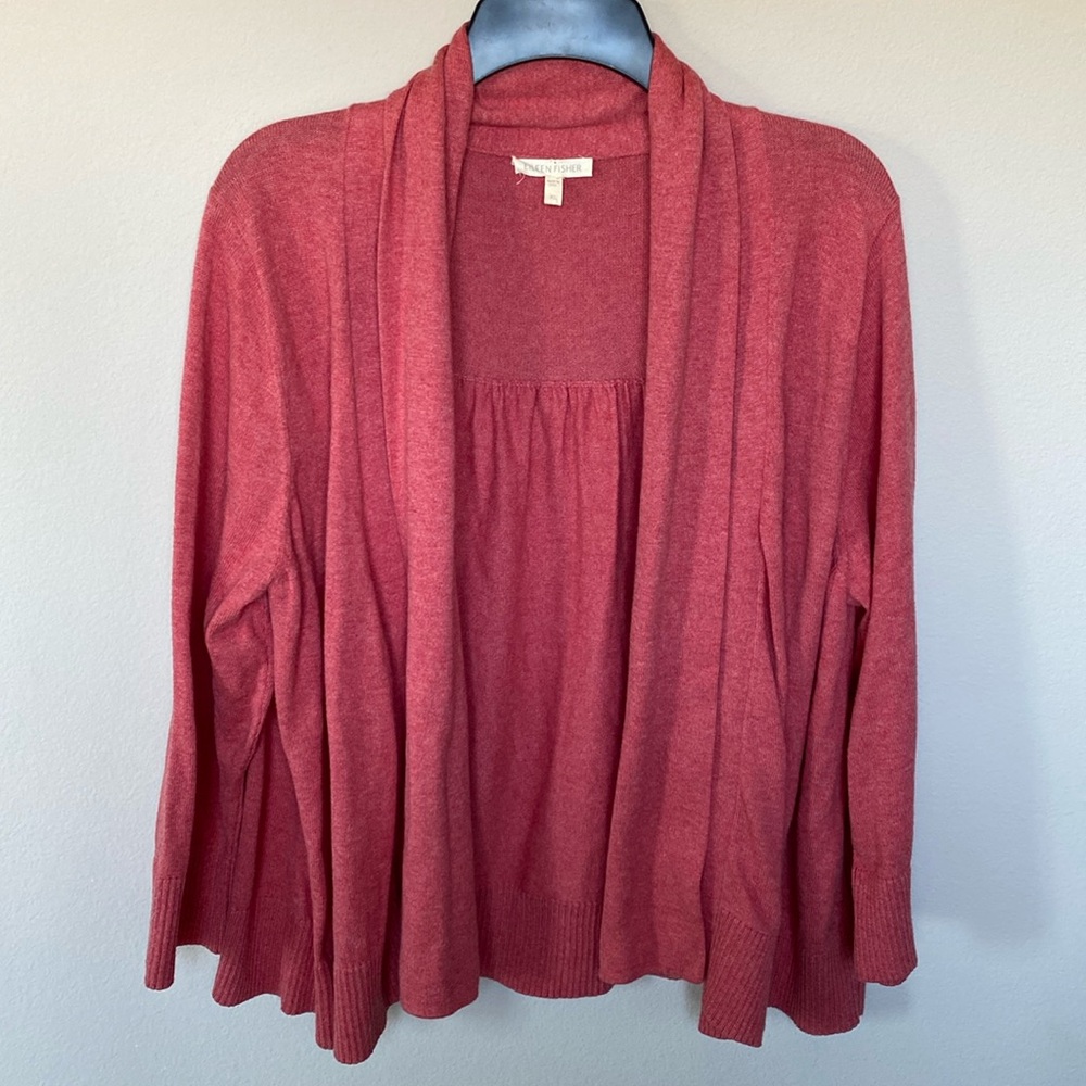 Eileen Fisher Pink/Red Open Cardigan Sweater